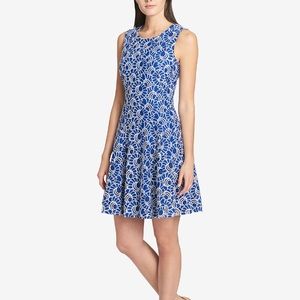 Tommy Hilfiger Lace Fit & Flare Blue & White Dress